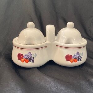 White Double Condiment Server